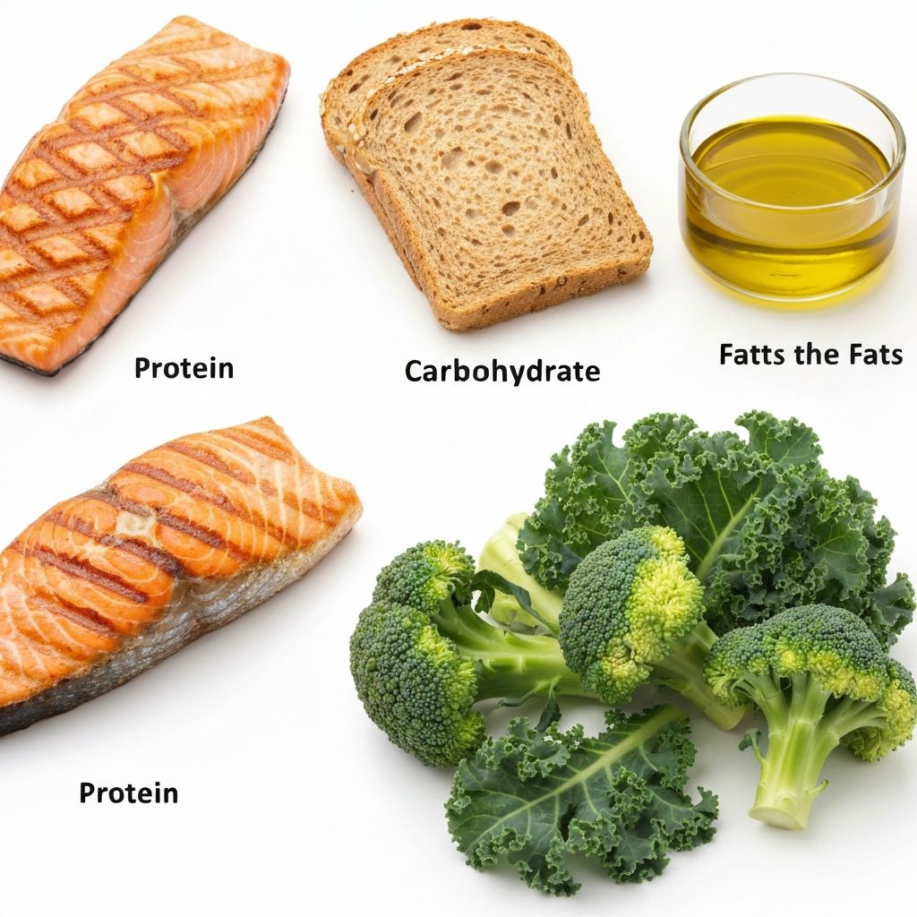 Different food groups representing energy sources